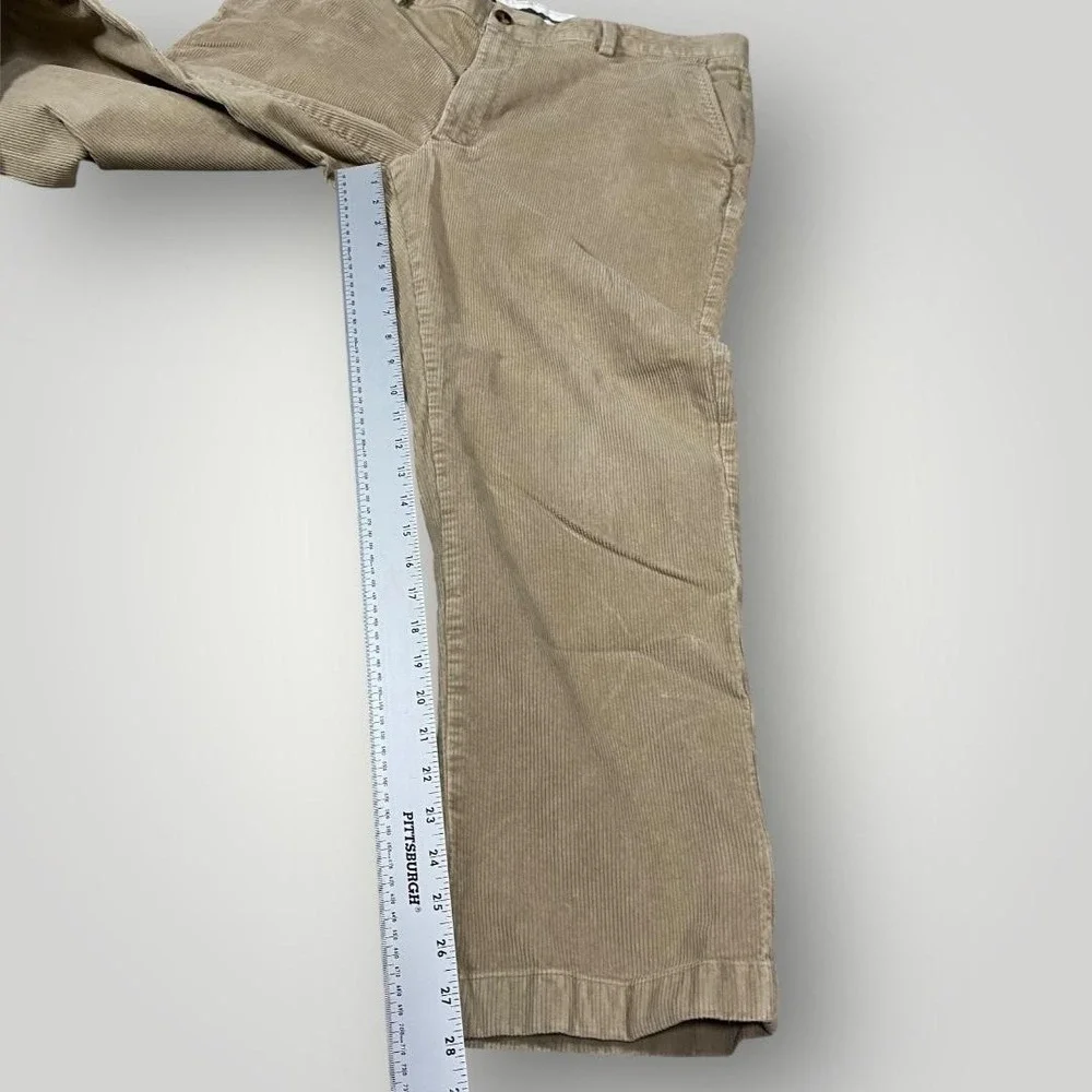L.L.Bean Corduroy Pants Mens 36x29 Khaki Beige Classic Fit Stretch Zip Fly Chino